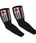 US Flag Airplane Wrench Cooling Arm Sleeves Ice Silk Sun Guard For Aviation Mechanics, black and white design, protective UV arm covers.