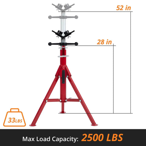 Built Like A Brick Heavy Duty Pipe Jack Stand Handles 2500 Lbs Loads Easy Supports One Eighth To Twelve Inch Tubing Adjustable Height Tops Out At Fifty Two Inches Bulletproof For Welding Crews