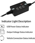 USB Powered Vehicle OBD II Connector Memory Saver with indicator lights for ECU settings during battery swap.