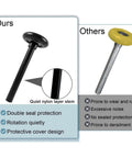 Comparison between a 12 Pack Black 2 Inch Nylon Garage Door Roller and a standard roller, highlighting features and benefits.