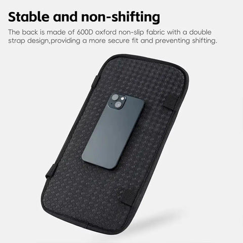 Upgrade Your Ride With This Rear Bike Seat Cushion For Nakto Classic Cruiser E-Bike Featuring An Ergonomic 3D Design To Stop Passing Around And A Thickened Sponge Core For Smooth City Commuting Without Any Pain. Black 600D oxford rear bike seat cushion with double straps, shown with phone
