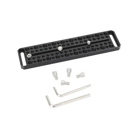 Rugged 8 Inch Cheese Camera Mounting Plate Built From Durable Aluminum With Rock Solid Threads And Quick Drop In Setup For Killer Videos You Sure Will Dig with screws and hex wrenches.