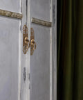 Vintage Brass Cabinet Pull Handle 3.5x13cm Antique Chinese Style on white cabinet doors