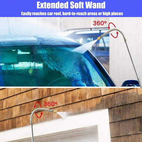 Beast High Pressure Power Washer Wand For Car Cleaning Gutter Patio Window Pet Bath Hydro Jet Hose Nozzle spraying a car