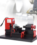 Yduupxe Mini Metal Lathe Machine 20K RPM High Speed Steel Wood Turning Tool 20mm Capacity on a workbench for precision crafting.