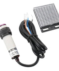Retroreflective Photoelectric Sensor Switch E3F R4N3 DC 10 To 30V NPN No And NC Outputs 4 Meter Sensing Range M18 Thread with reflector panel and cable