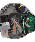Centurion Pro 1.1HP single speed motor end frame with PCB terminal board and shaft access tools visible