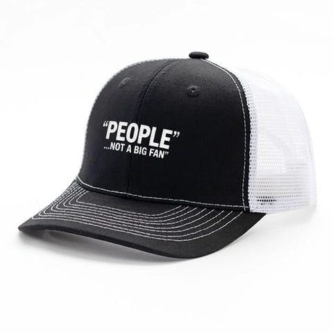 Women's Distressed Washed Low Profile Trucker Cap With Adjustable Buckle, Dope Graphic Baseball Hat For Casual Wear, "People" text