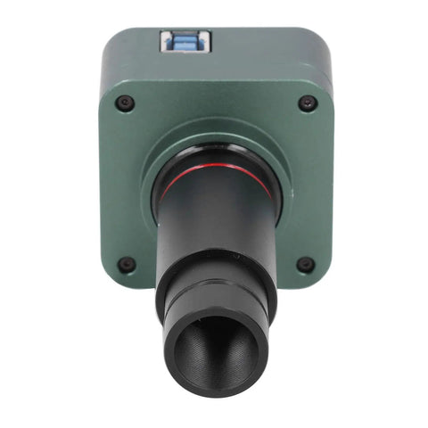 Killer 4K 8MP USB3 Digital Eyepiece For Microscopes And Telescopes With PointFiveX Lens Adapter Plug And Play USB Camera For Live 4K Video High Definition Imaging UVC Compatible Easy Connection To Computer Or Monitor. front view aluminum USB eyepiece camera