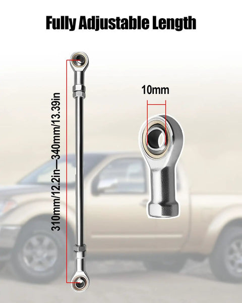 Beefy Adjustable Steering Shaft Tie Rod Ball Joint Set 310mm To 340mm Length 10mm Hole Heavy Duty Heim Joint Rod Ends 45 Steel Heat Treated For Maximum Strength And Long Lasting Performance, adjustable steering shaft with 10mm hole