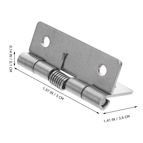 Hardcore Stainless Steel Self Closing Hinges measuring 1.97x1.41 inches, corrosion resistant, for indoor cabinet use.