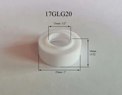 Pro Grade TIG Stubby Gas Lens Collet Bodies Kit For 17 18 26 TIG Torches glass cup detail with measurements shown
