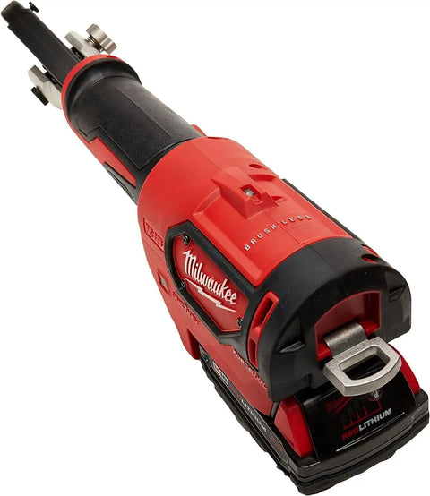 M18 Force Logic Six Ton Utility Crimping Kit With D3 Grooves And Snub Nose Design For Fast Electrical Work showing red and black cordless crimper.