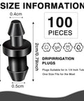 Size chart for Drip Irrigation Barbed End Cap Plugs One Quarter Inch Pack of 100 Leak Free Tubing Plugs