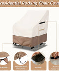 Outdoor Rocking Chair Cover 2 Pack Heavy Duty Waterproof Patio Cover For 27 W 34 D 45 H Presidential Rocking Chair Beige