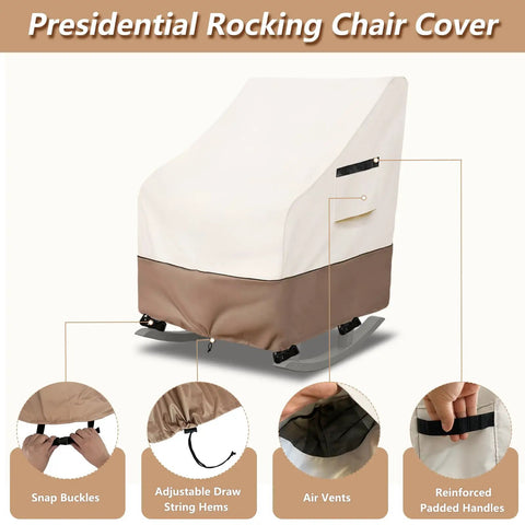 Outdoor Rocking Chair Cover 2 Pack Heavy Duty Waterproof Patio Cover For 27 W 34 D 45 H Presidential Rocking Chair Beige