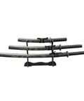 Dope Six Color Iaido Training Katana Set With 1060 Carbon Steel Blades Three Piece With Sword Stand, black motif dragon engravings