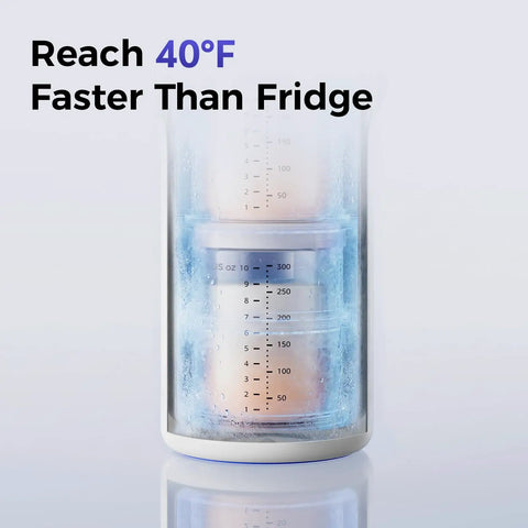 Keep Their Bottle Frosty On The Fly With This 22 Oz Portable Breast Milk Cooler For Work Commutes Featuring Heavy Duty Vacuum Insulation That Holds Cold All Day Long Without Breaking A Sweat Tsa Approved showing two bottles with ice rings.