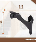 Heavy Duty Metal Handrail Brackets Set of 8 Cast Iron Stair Railing Brackets for Indoor and Outdoor Use Black Powder Coat Banister Supports With Angle Adjustable Mounting Hardware Included, bracket with dimensions 3.5 inches by 3.5 inches