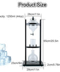 Top Shelf Cold Brew Coffee Maker With Adjustable Flow Valve And Thick Borosilicate Glass Crafts Eight Cups Of Smooth Sippin Fix For Your Lazy Sunday Hangout Or Early Morning Grind - Product size dimensions displayed.