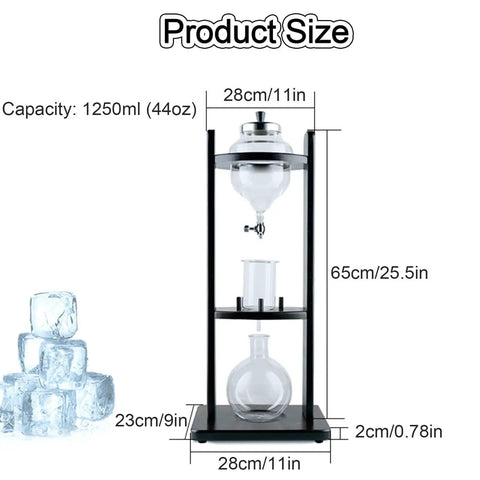 Top Shelf Cold Brew Coffee Maker With Adjustable Flow Valve And Thick Borosilicate Glass Crafts Eight Cups Of Smooth Sippin Fix For Your Lazy Sunday Hangout Or Early Morning Grind - Product size dimensions displayed.