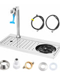 Heavy Duty 304 Stainless Steel Glass Rinser And Cup Washer For Bars featuring sink mount, blue sprayer, and drainage components.