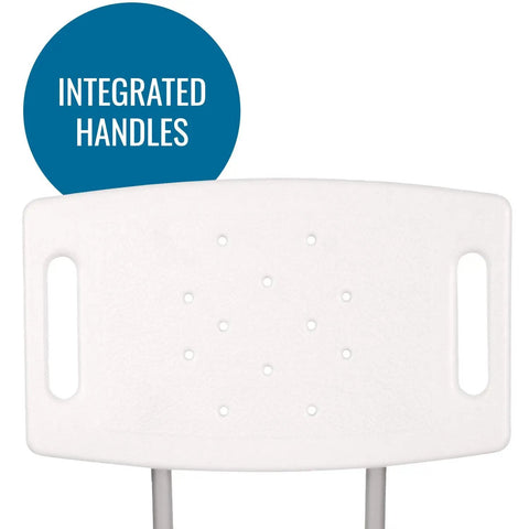 Shower Chair Bath Seat For Tub Or Shower No Frills Adjustable Height, Lightweight Anodized Aluminum Frame With Plastic Seat, White