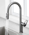 TXGJWRA Green Pull-Faucet with 360-Degree Swivel Spray Head, Single Hole Sink Mixer, Modern Kitchen Tap in a sleek design.