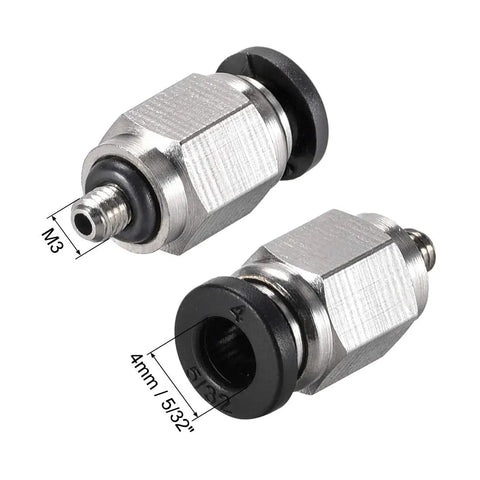 Straight Pneumatic Push To Connect Fittings M3 Male To 4mm Tube OD Silver Tone 3 Pack Quick Disconnect Pneumatic Tubing Connectors