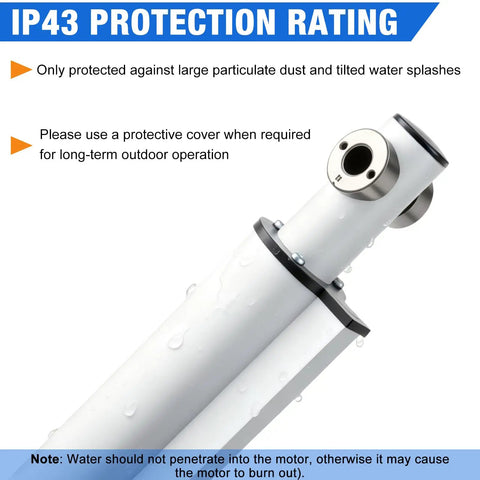 IP43 rating Beefy 40 Inch Stroke Linear Actuator With 8000N 1700 Lbs Lift Capacity 12V DC showing protective metal casing