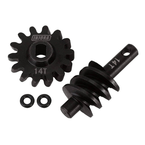 Overdrive Axle Gear Set 13T 14T Worm Differential Steel Upgrade For AX24 Axial SCX24 C10 JLU Gladiator Bronco 1 24 RC Crawler Car 2 Pack Built Tough For Trail Shredders