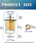 4 Pack 5/16 Inch Inline Fuel Filters With Built In Magnets And 8 14mm Hose Clamps For Motorcycles Cars And Trucks Replacement Kit HE007 product size diagram