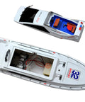 Top view of Atlantic Yacht RC Boat 28 Inch Remote Control Speed Watercraft With Luxury Modern Cruise Design showing twin motors.