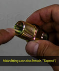 Brass fitting from Five Eighth Inch Flexible Gas Connector Kit Seventy Two Inch Long Stainless Steel SafeGuard Yellow Weatherproof