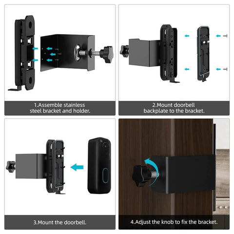 Steps to install Anti Theft Doorbell Mount 2Nd Gen Adjustable 45 To 135 Degrees No Drilling Camera Mount Bracket