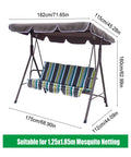 Premium Patio Swing Mosquito Netting For 2 To 3 Seater Outdoor Swing Black Mesh With Double Zipper Opening Roof Waterproof Tent
