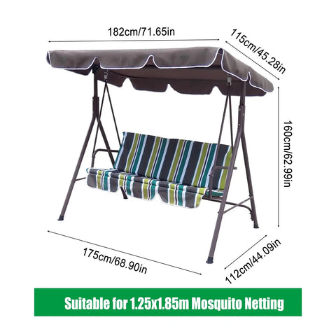 Premium Patio Swing Mosquito Netting For 2 To 3 Seater Outdoor Swing Black Mesh With Double Zipper Opening Roof Waterproof Tent