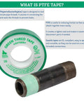 Kickass High Density PTFE Thread Seal Tape For Oxygen Lines And Plumbing Pipes half inch by 260 inch on a pipe, showcasing tape application.