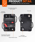 Tough As Nails 150 Amp Manual Reset Inline Circuit Breaker Waterproof DC 12V to 48V with phenolic plastic housing for durability.