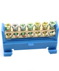 Seven Position Terminal Block Bus Bar With Brass Screw Terminals For DIN Rail Grounding Strip Easy Snap In Mount