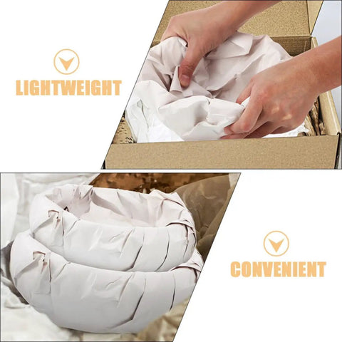 Newsprint Packing Paper Cushions For Shipping And Moving, Lightweight Wrapping Sheets, hands using paper in box, 50 Pack