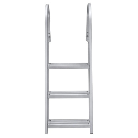 3 Step Marine Boarding Ladder With No Fuss Removable Aluminum Build And Quick Release Mounting For Easy Snap On Snap Off Access On Boat Or Dock Built Tough For Saltwater And Wet Environments. 3-step aluminum marine ladder with handrails