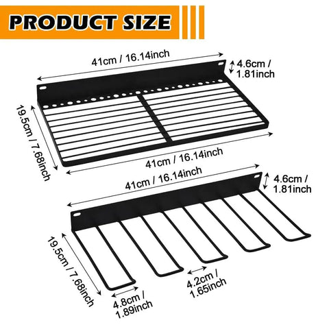 Heavy Duty Power Tool Organizer Rack With Two Levels And Four Cordless Drill Holders, Space Saving Wall Mount Shelf dimensions