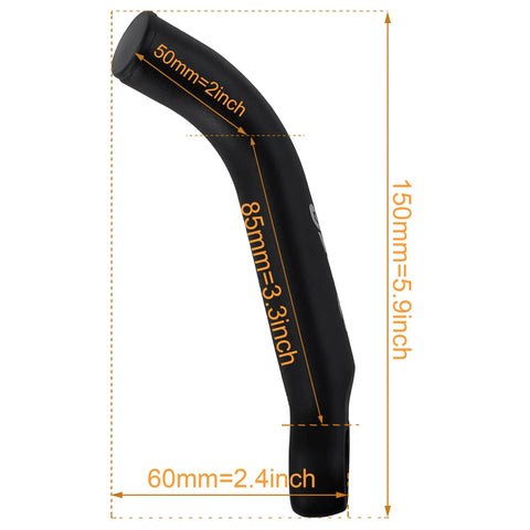 Flat Bar Handlebar Extender for Mountain and Hybrid Bikes 22.2mm 7/8 Ends, 150mm length, ergonomic black alloy, side view with measurements