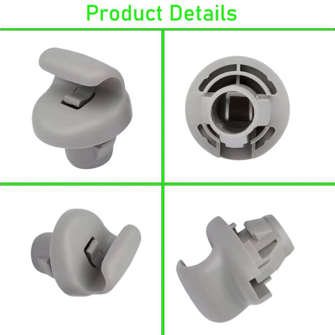 Nissan Sun Visor Clip Retainer Set Of 2 Durable Plastic Hook Clip For 350Z Frontier Versa Note FX35 FX45 G35 Juke Tiida Sylphy XTrail Almera N17 96409BC402 96409EA00A 96409CG000 in various angles.