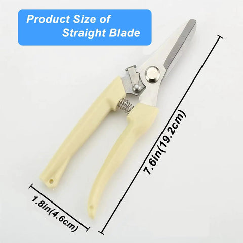 Two Piece Professional Pruning Shears Set With Bypass Pruner And Straight Blade Garden Scissors, straight blade size 7.6in