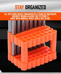 Thirty Two Piece Extra Long Security Power Bit Set With Quarter Inch Hex Shank Hardcore Tough S2 Steel Build in orange organizer.