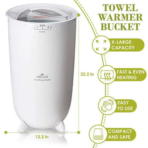 Extra Large Towel Warmer Bucket For Two Towels Robes And Blankets Heats Towels Inside And Out With Built In Timer, white design