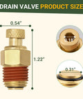 Easy Install 1/4 Inch NPT Manual Air Compressor Drain Valve Replacement Fits Most Air Tanks with product dimensions shown