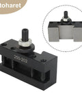 BXA Wedge Style Mini Lathe Tool Post Rack For Machines Up To 15 Inch Swing heavy-duty black metal construction with precision fit.